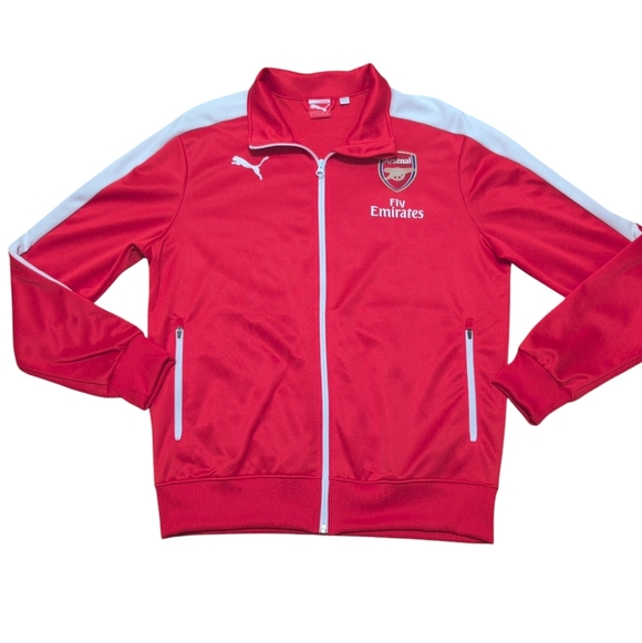 Arsenal FC Zip Up Lightweight Jacket Mens Size Medium Puma Classic Red Arsenal - Picture 1 of 17